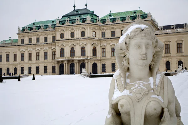 Wien - Sphinx aus dem Belvedere Palast im Winter — Stockfoto