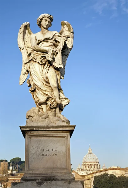 Rom - Angel with the whips - Ponte Sant 'Angelo - Angels bridge - designed by Bernini — стоковое фото