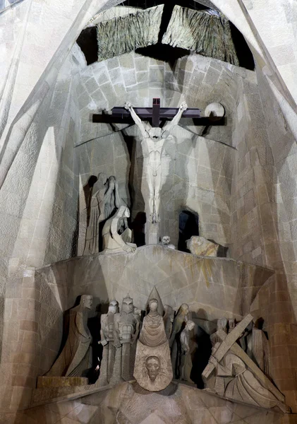 stock image Barcelona - Crucifixion from portal of cathedral Sagrada la familia