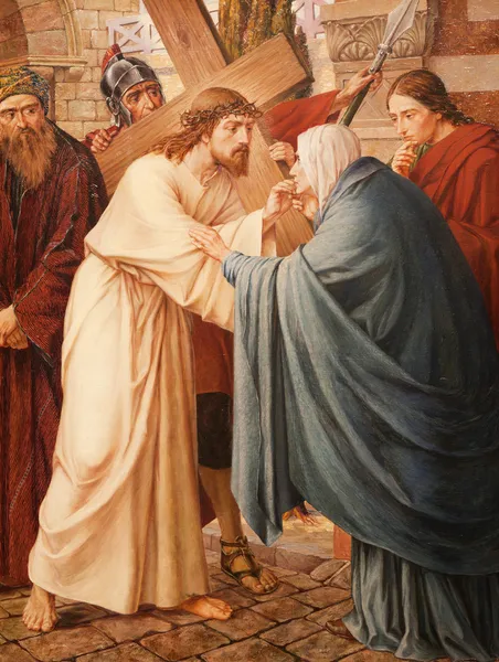 JENT - June 23:イエスとマリアが十字架につけられた。2012年6月23日にベルギーのゲントでヨゼフ・ピーンズ・クーレマンによるピーター教会. — ストック写真