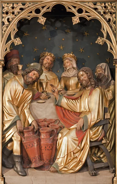 Брюссель - 24 червня: Ісуса від Чудо в Кані Галілейській від церкви Сен справжнє 24 червня, в Брюсселі. — стокове фото