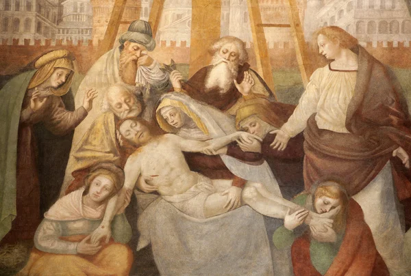 밀라노-그리스도의 증 착-Giovani 바티스타 델라 Cerva 1545-1546-세인트 Ambrosius 교회 — 스톡 사진