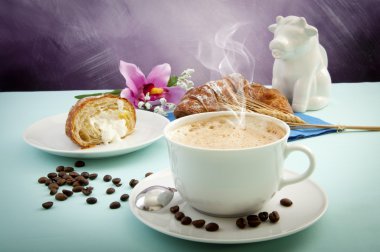 Cappuccino and croissants clipart