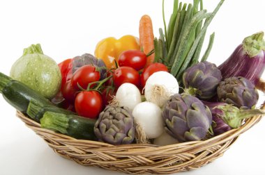 Basket of mixed vegetables clipart