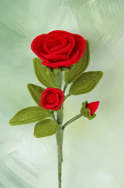 Red rose crochet — Stock Photo, Image
