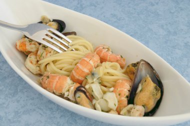 Spagetti allo scoglio con makarna aproteica