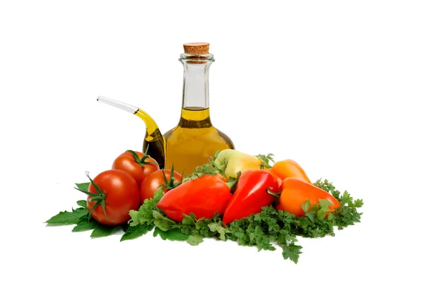 Pomodori rossi conj olio d'oliva — Stock Photo, Image