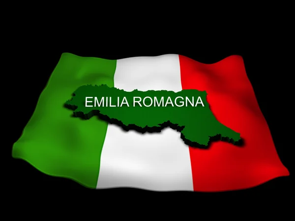 Regione emilia romagna e la bandiera italiana — Foto de Stock