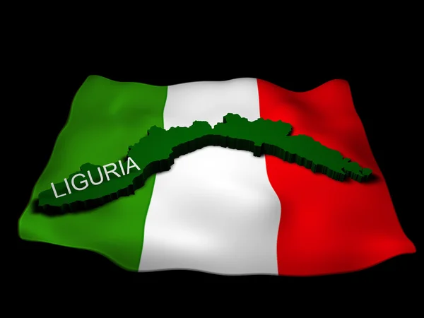 Regione liguria e bandiera italiana — Foto Stock