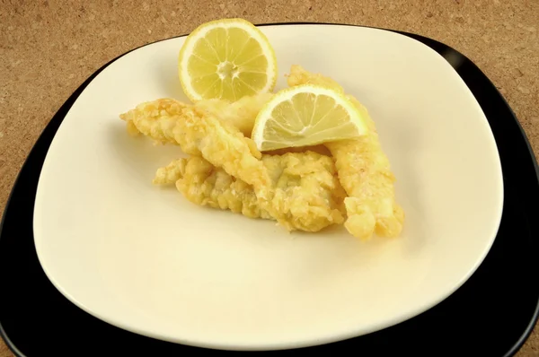 Merluzzo fritto e limone — Stock fotografie