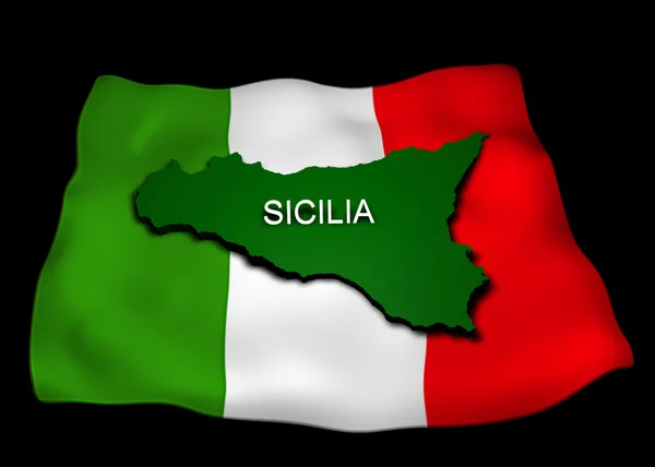 Regione sicilia con bandiera — Stock Photo, Image