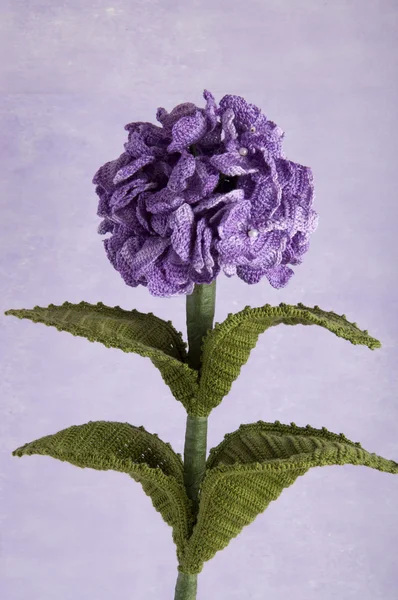 かぎ針編みの青い花アジサイ — ストック写真