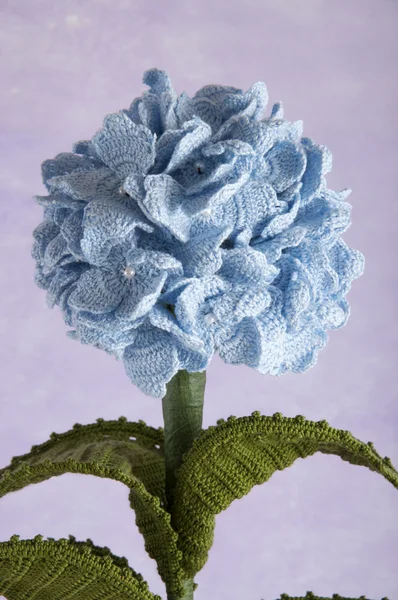 Crochet flowers blue hydrangea — Stock Photo, Image