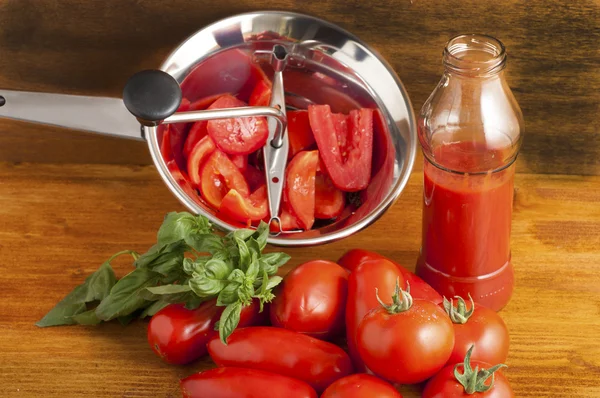 stock image Roman and San Marzano tomatoes to make the past