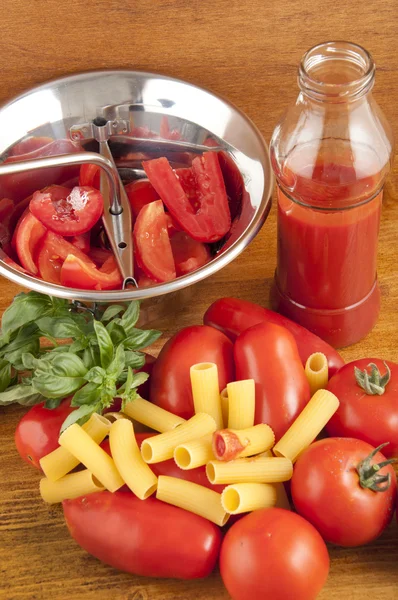 stock image Roman and San Marzano tomatoes to make the past