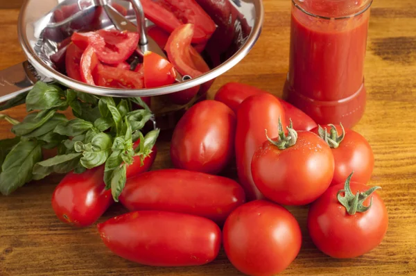 stock image Roman and San Marzano tomatoes to make the past