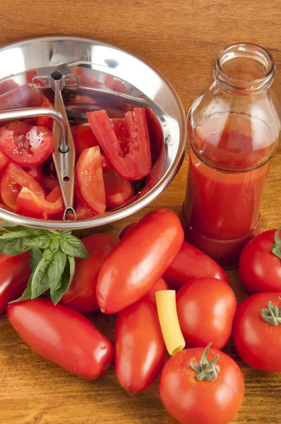 stock image Roman and San Marzano tomatoes to make the past