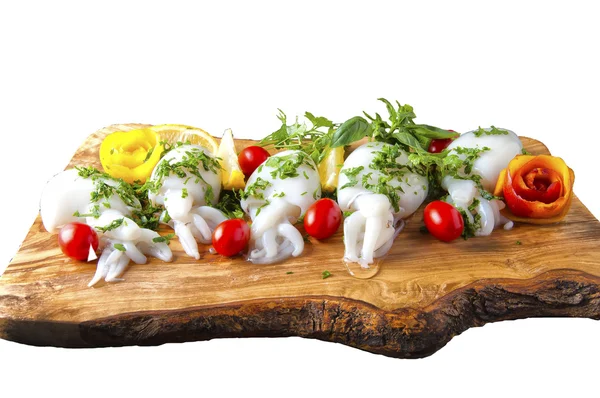 Mürekkepbalığı domates sos ile — Stok fotoğraf
