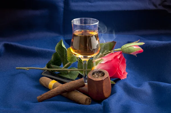 stock image Brandy with pipe and cigar