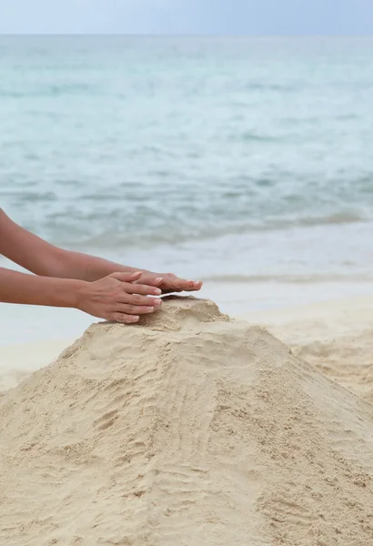 Making a Sand Castle — Stock Photo, Image