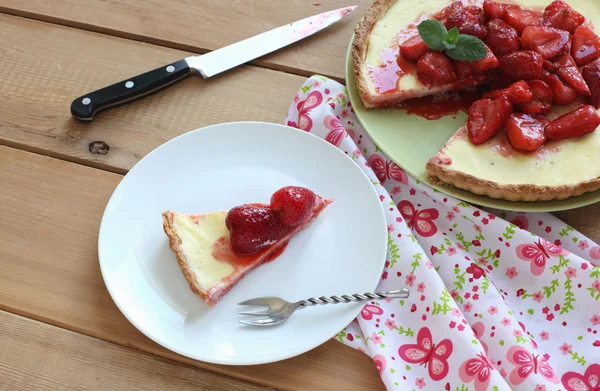Strawberry and ricotta tart — Stock Photo, Image