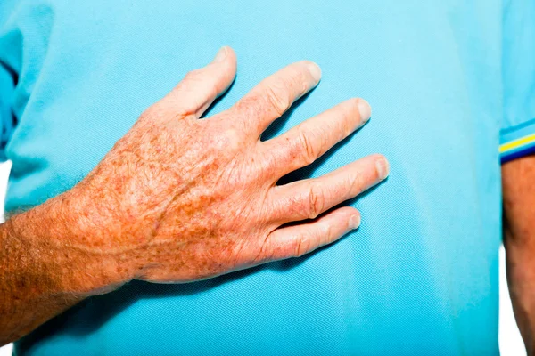 stock image Spiritual hands of senior man. Closeup. Studio shot.