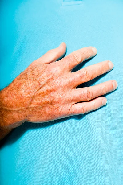 stock image Spiritual hands of senior man. Closeup. Studio shot.