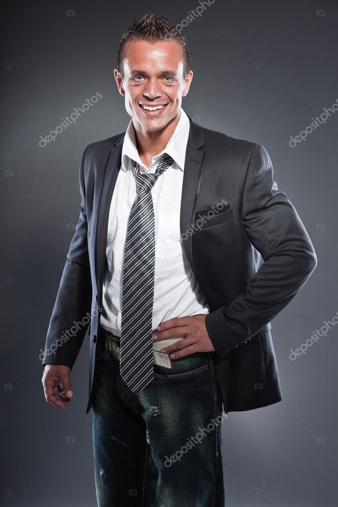 Good Looking Business Man Blue Eyes And Short Blond Hair Tough
