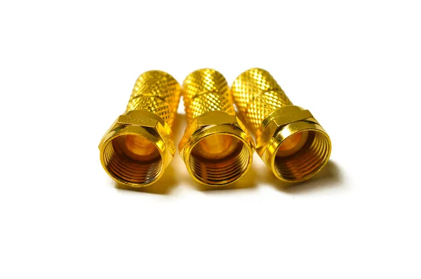 Golden F connectors — Stock Photo, Image