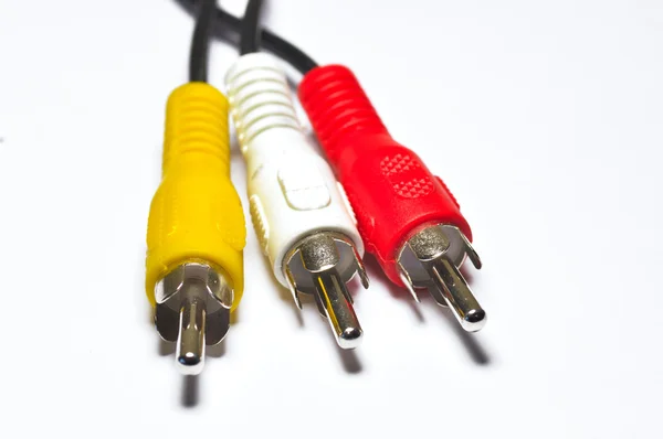Photo macro du câble d'interconnexion RCA AV — Photo