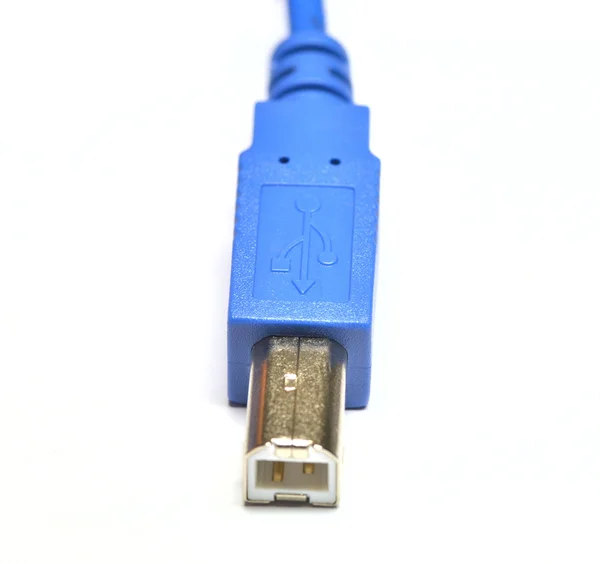 Cabo USB isolado em branco — Fotografia de Stock
