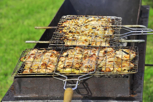 Tasty grill kebab on a charcoal — Stock Photo, Image