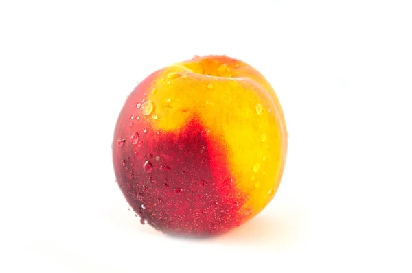 Composição de pêssego suculento, nectarina isolada em backgro branco — Fotografia de Stock