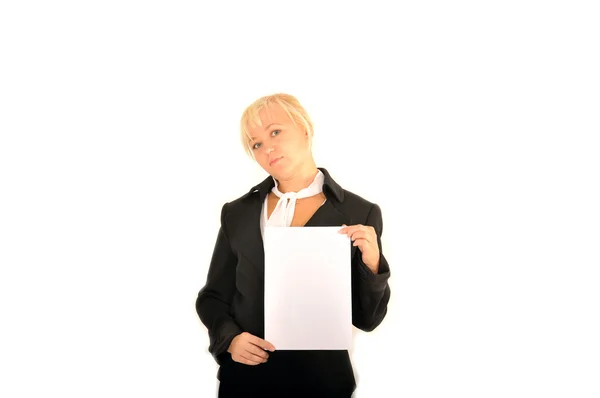Una donna d'affari sorridente. Isolato su sfondo bianco. Con bla — Foto Stock