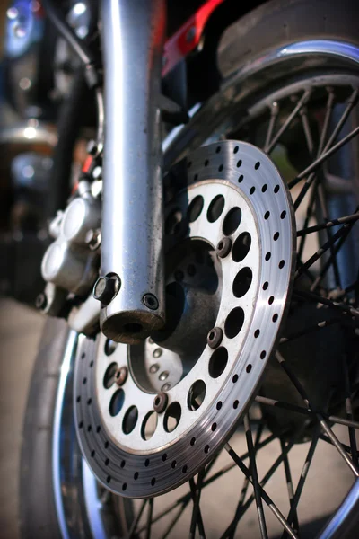 Front wheel of the motorcycle — Stock Photo, Image