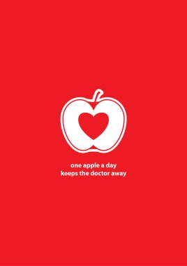 Apple with heart clipart