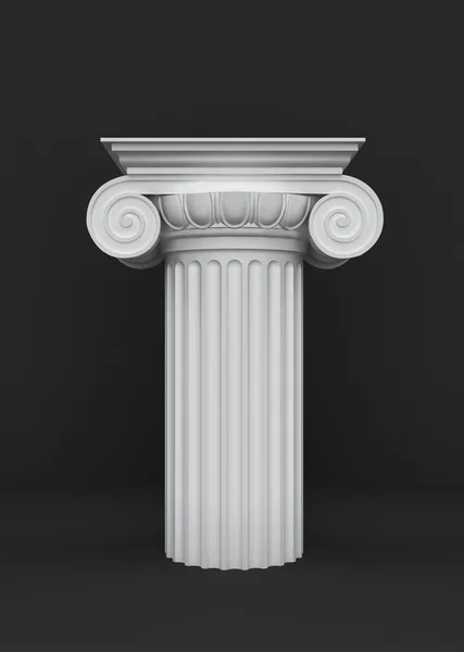 Podium der klassischen Säulenhauptstädte mit Barriere im leeren grauen Inneren — Stockfoto