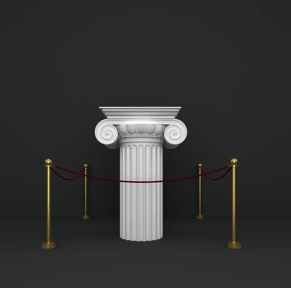 Stock image Podium of the classical column capitals with barrier in the empty gray interior