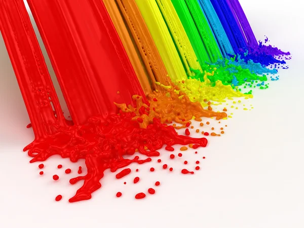 Splashes peinture de couleur comme un arc-en-ciel — Photo