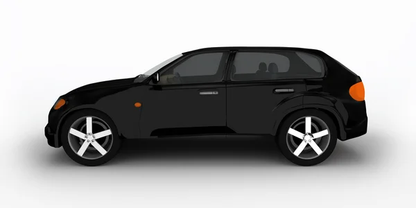 Konzept des schwarzen Crossover-Autos isoliert auf weißem Hintergrund. Seitenansicht lizenzfreie Stockfotos