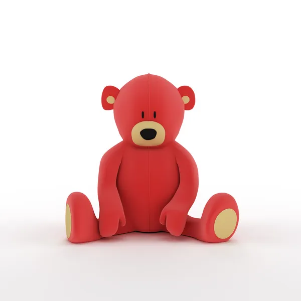 Plush red teddy bear isolated on white background — Stock Photo, Image