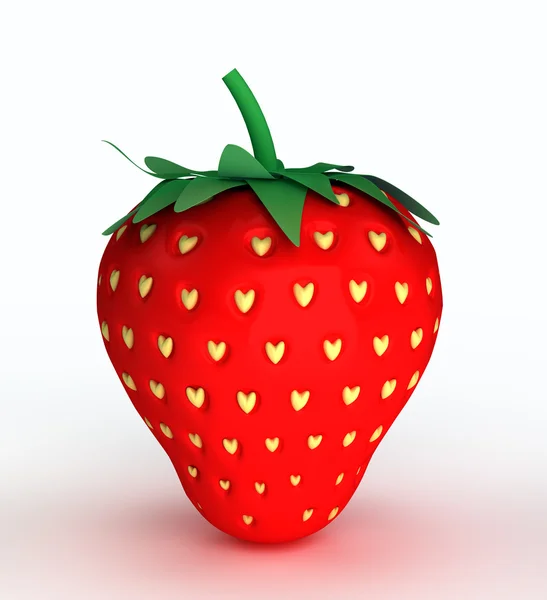 Concept illustration of love. Strawberry with seeds in the form of hearts — Stock Photo, Image