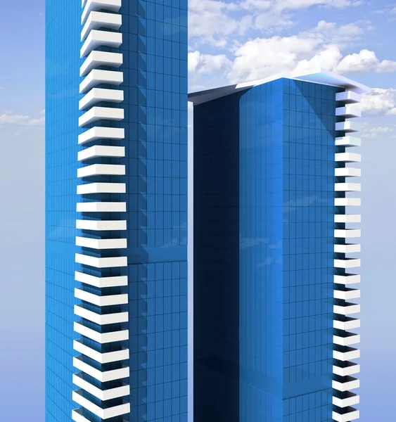 Bürokomplex aus zwei Wolkenkratzern — Stockfoto