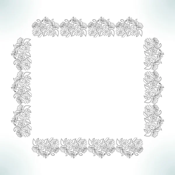 Dibujo de contorno de marco floral Raster —  Fotos de Stock