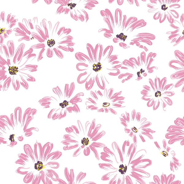 Mönster rosa daisywheels på vit bakgrund raster — Stockfoto