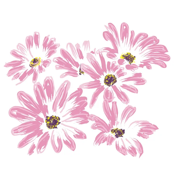 Rose daisywheels on white background raster — Stock Photo, Image