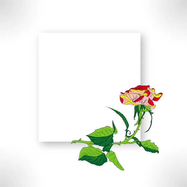 Raster drawing rose on white sheet of paper — Stock Photo, Image