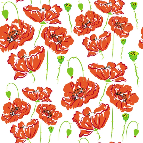 Desen çiçek haşhaş, anemon rasterleştirme — Stok fotoğraf