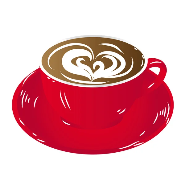 Tazza di caffè rosso, isolato su sfondo bianco raster — Foto Stock