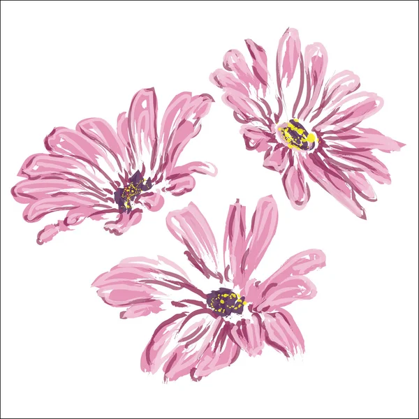 Raszteres három Rózsa daisywheels — Stock Fotó